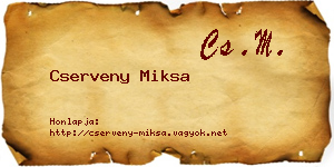 Cserveny Miksa névjegykártya